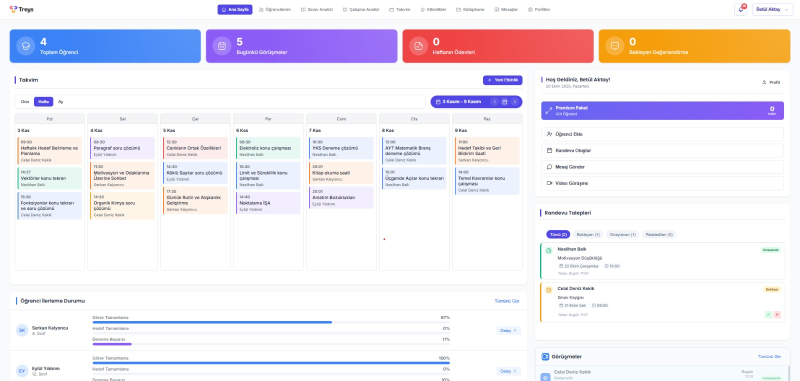 MentorPaneli Dashboard Arayüzü