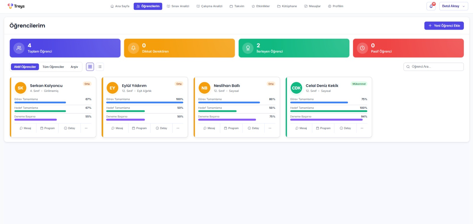 Öğrenci Listesi - Tüm öğrencileri tek ekranda görün