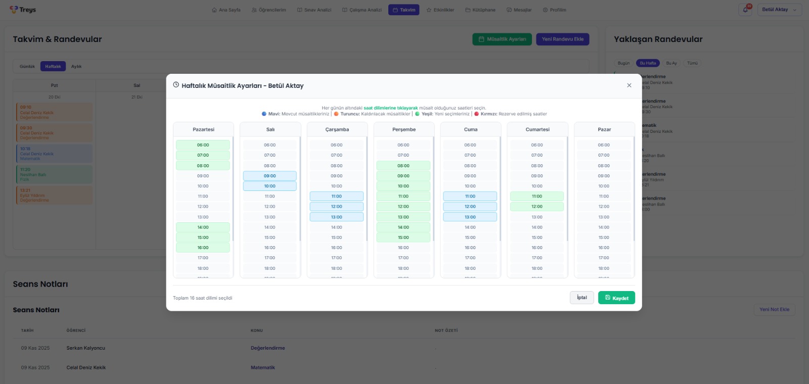 Takvim Yönetimi - Randevu planlama ve müsaitlik